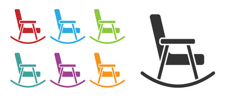 Black Rocking chair icon isolated on white background. Set icons colorful. Vectorのイラスト素材
