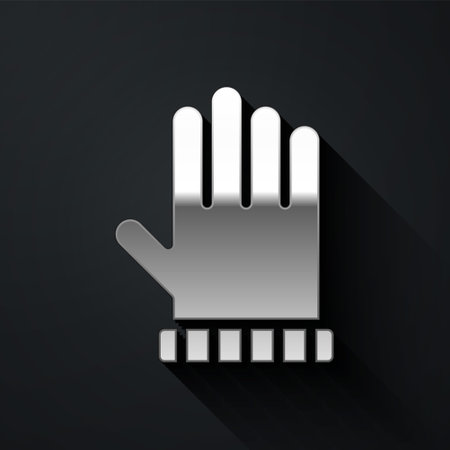 Silver Christmas mitten icon isolated on black background. Long shadow style. Vectorのイラスト素材