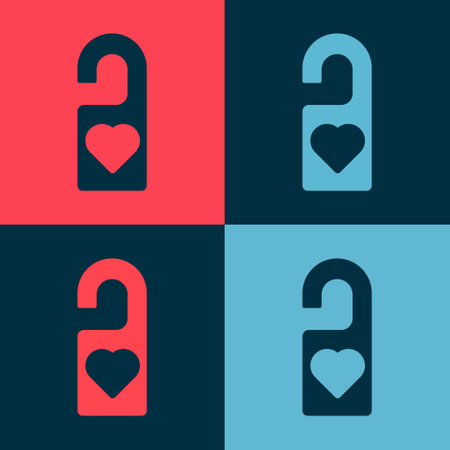 Pop art Please do not disturb with heart icon isolated on color background. Hotel Door Hanger Tags. Vectorのイラスト素材