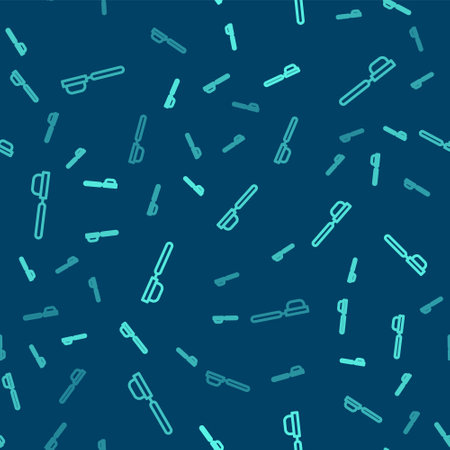 Green line Coffee filter holder icon isolated seamless pattern on blue background. Vector Illustrationのイラスト素材