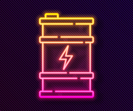 Glowing neon line Bio fuel barrel icon isolated on black background. Eco bio and canister. Green environment and recycle. Vectorのイラスト素材