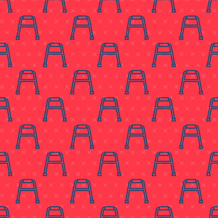 Blue line Walker for disabled person icon isolated seamless pattern on red background. Vectorのイラスト素材