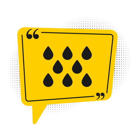 Black Water drop icon isolated on white background. Yellow speech bubble symbol. Vectorのイラスト素材