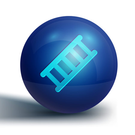 Blue Fire escape icon isolated on white background. Pompier ladder. Fireman scaling ladder with a pole. Blue circle button. Vectorのイラスト素材
