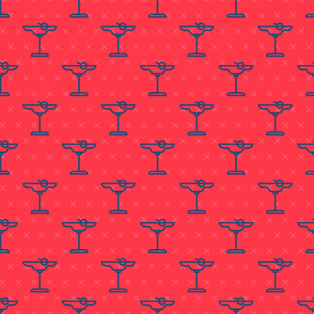 Blue line Margarita cocktail glass with lime icon isolated seamless pattern on red background. Vectorのイラスト素材