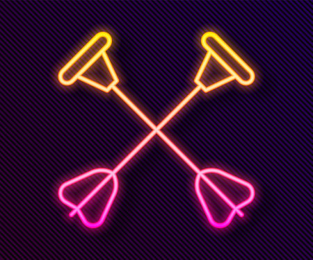 Glowing neon line Arrow with sucker tip icon isolated on black background. Vectorのイラスト素材