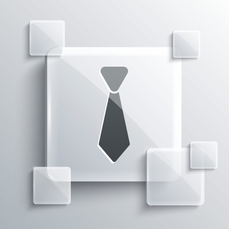 Grey Tie icon isolated on grey background. Necktie and neckcloth symbol. Square glass panels. Vectorのイラスト素材