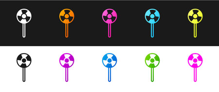 Set Lollipop icon isolated on black and white background. Candy sign. Food, delicious symbol. Vectorのイラスト素材