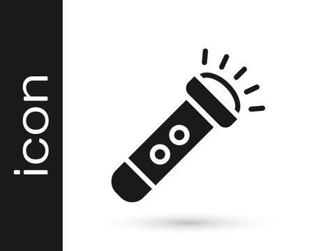 Black Flashlight icon isolated on white background. Vectorのイラスト素材