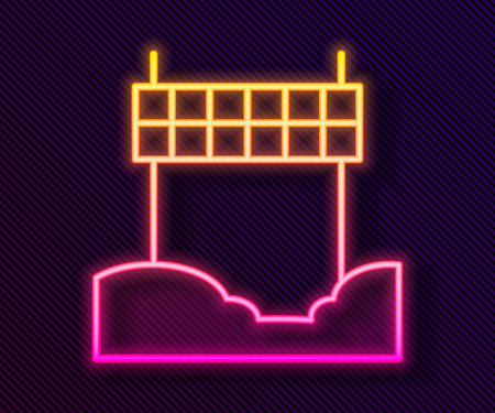 Glowing neon line Ribbon in finishing line icon isolated on black background. Symbol of finish line. Sport symbol or business concept. Vectorのイラスト素材