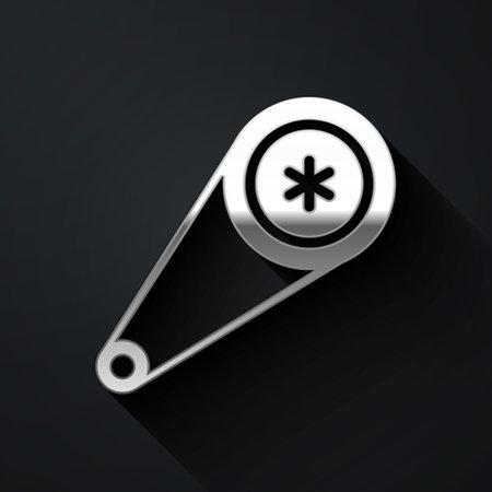 Silver Timing belt kit icon isolated on black background. Long shadow style. Vector Illustrationのイラスト素材