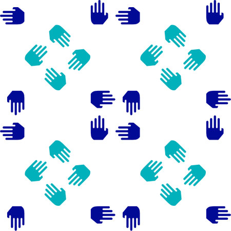 Blue Project team base icon isolated seamless pattern on white background. Business analysis and planning, consulting, team work, project management. Developers. Vectorのイラスト素材