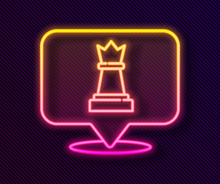 Glowing neon line Chess icon isolated on black background. Business strategy. Game, management, finance. Vectorのイラスト素材