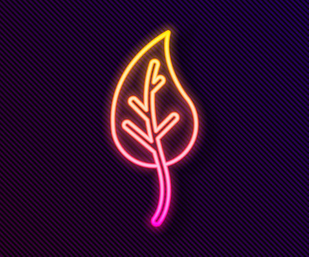 Glowing neon line Leaf icon isolated on black background. Leaves sign. Fresh natural product symbol. Vectorのイラスト素材