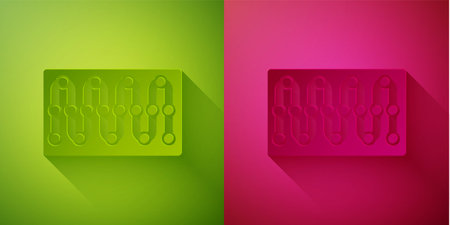 Paper cut Board game icon isolated on green and pink background. Paper art style. Vectorのイラスト素材