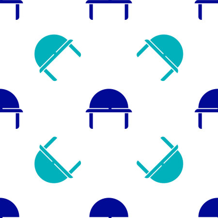 Blue Military helmet icon isolated seamless pattern on white background. Army hat symbol of defense and protect. Protective hat. Vectorのイラスト素材