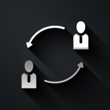 Silver Human resources icon isolated on black background. Concept of human resources management,...