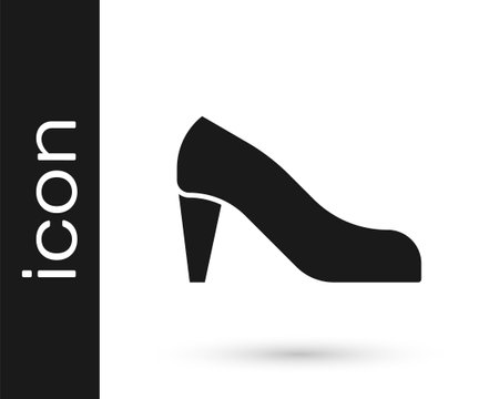 Black Woman shoe with high heel icon isolated on white background. Vectorのイラスト素材