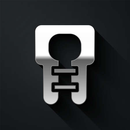 Silver Life jacket icon isolated on black background. Life vest icon. Extreme sport. Sport equipment. Long shadow style. Vectorのイラスト素材