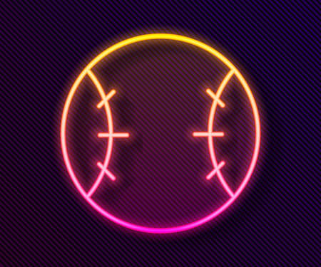 Glowing neon line Baseball ball icon isolated on black background. Vector Illustrationのイラスト素材