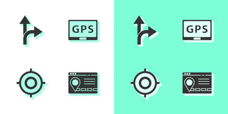 Set Infographic of city map navigation, Road traffic sign, Target sport and Gps device icon. Vectorのイラスト素材