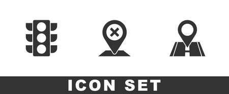 Set Traffic light, Location and icon. Vectorのイラスト素材