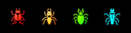 Set Beetle bug, Ant, deer and Termite icon. Vectorのイラスト素材