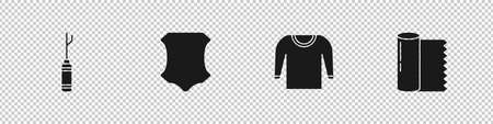 Set Awl tool, Leather, Sweater and Textile fabric roll icon. Vectorのイラスト素材