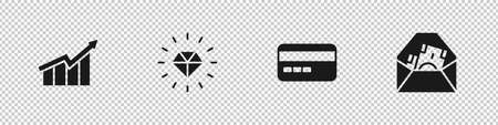 Set Financial growth increase, Diamond, Credit card and Envelope with dollar symbol icon. Vectorのイラスト素材