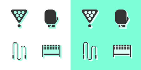 Set Ribbon In Finishing Line Billiard Balls Rack Triangle Jump Rope And Boxing Glove Icon Vectorのイラスト素材 ストックフォト 写真素材のstock Foto ストックドットフォト