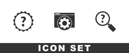 Set Question mark, Browser setting and Unknown search icon. Vectorのイラスト素材