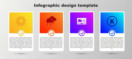 Set Tornado, Cloud with rain, Weather forecast and Kelvin. Business infographic template. Vectorのイラスト素材