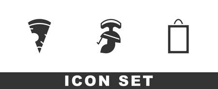Set Slice of pizza, Roman army helmet and Picture icon. Vectorのイラスト素材