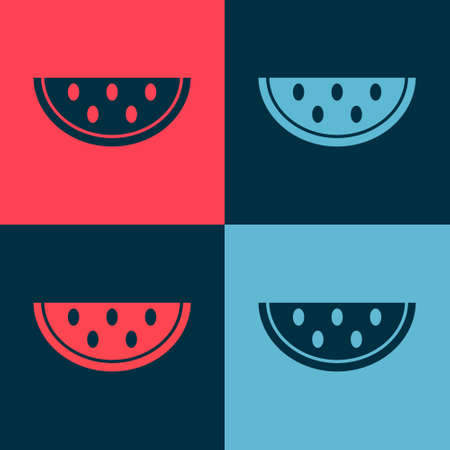 Pop art Watermelon icon isolated on color background. Vectorのイラスト素材
