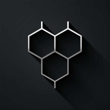 Silver Chemical formula icon isolated on black background. Abstract hexagon for innovation medicine,...