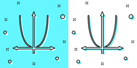 Black line Graph, schedule, chart, diagram, infographic, pie graph icon isolated on green and white background. Random dynamic shapes. Vectorのイラスト素材