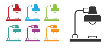 Black Table lamp icon isolated on white background. Set icons colorful. Vectorのイラスト素材