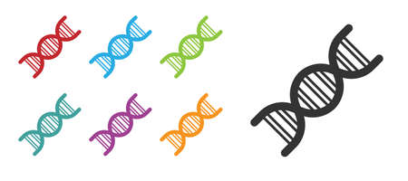 Black DNA symbol icon isolated on white background. Set icons colorful. Vectorのイラスト素材