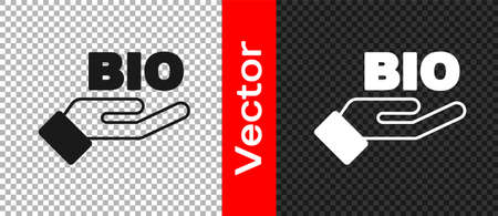 Black Bio green healthy food icon isolated on transparent background. Organic product. Healthy food sticker. Vectorのイラスト素材