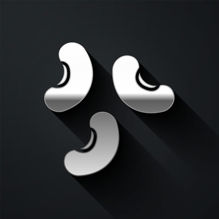 Silver Beans icon isolated on black background. Long shadow style. Vectorのイラスト素材