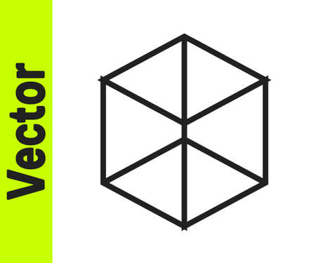 Black line Geometric figure Cube icon isolated on white background. Abstract shape. Geometric ornament. Vectorのイラスト素材