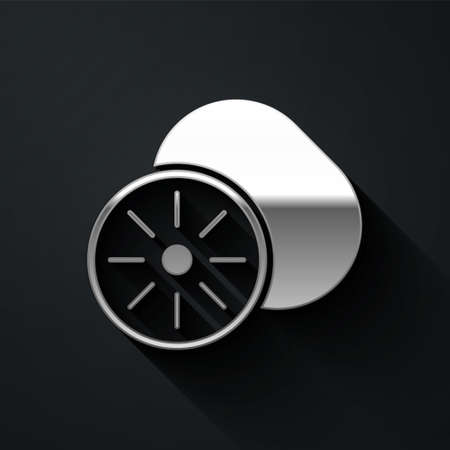 Silver Kiwi fruit icon isolated on black background. Long shadow style. Vectorのイラスト素材