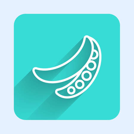White line Green peas icon isolated with long shadow. Green square button. Vectorのイラスト素材