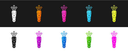 Set Carrot icon isolated on black and white background. Vectorのイラスト素材