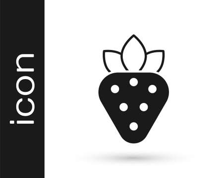 Black Strawberry icon isolated on white background. Vectorのイラスト素材