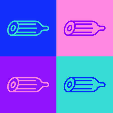 Pop art line Fresh cucumber icon isolated on color background. Vectorのイラスト素材