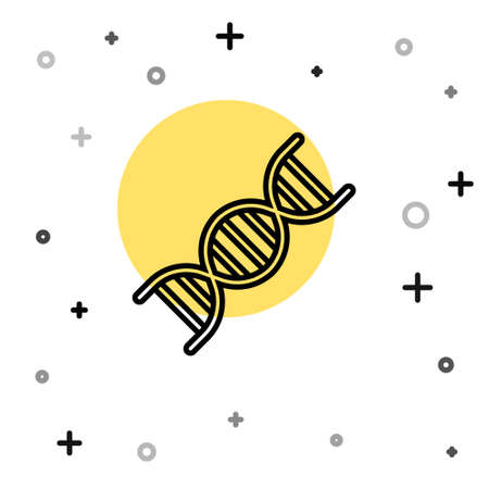 Black line DNA symbol icon isolated on white background. Random dynamic shapes. Vectorのイラスト素材