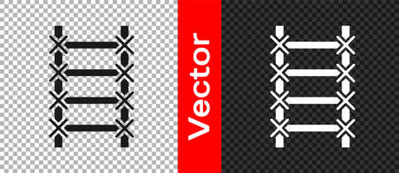 Black Fire escape icon isolated on transparent background. Pompier ladder. Fireman scaling ladder with a pole. Vectorのイラスト素材