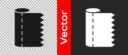 Black Textile fabric roll icon isolated on transparent background. Roll, mat, rug, cloth, carpet or paper roll icon. Vectorのイラスト素材