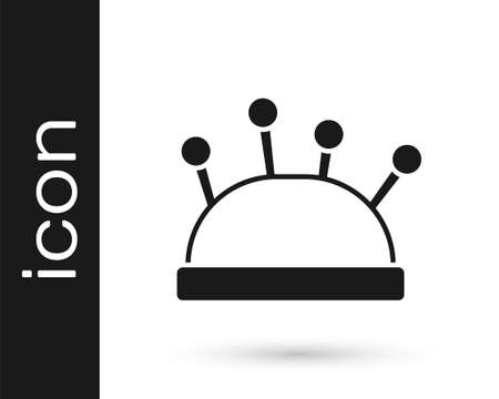 Black Needle bed and needles icon isolated on white background. Handmade and sewing theme. Vectorのイラスト素材